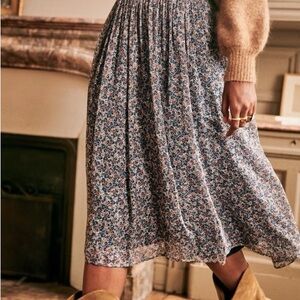Sezane Maria Midi Skirt in Blooming Blue